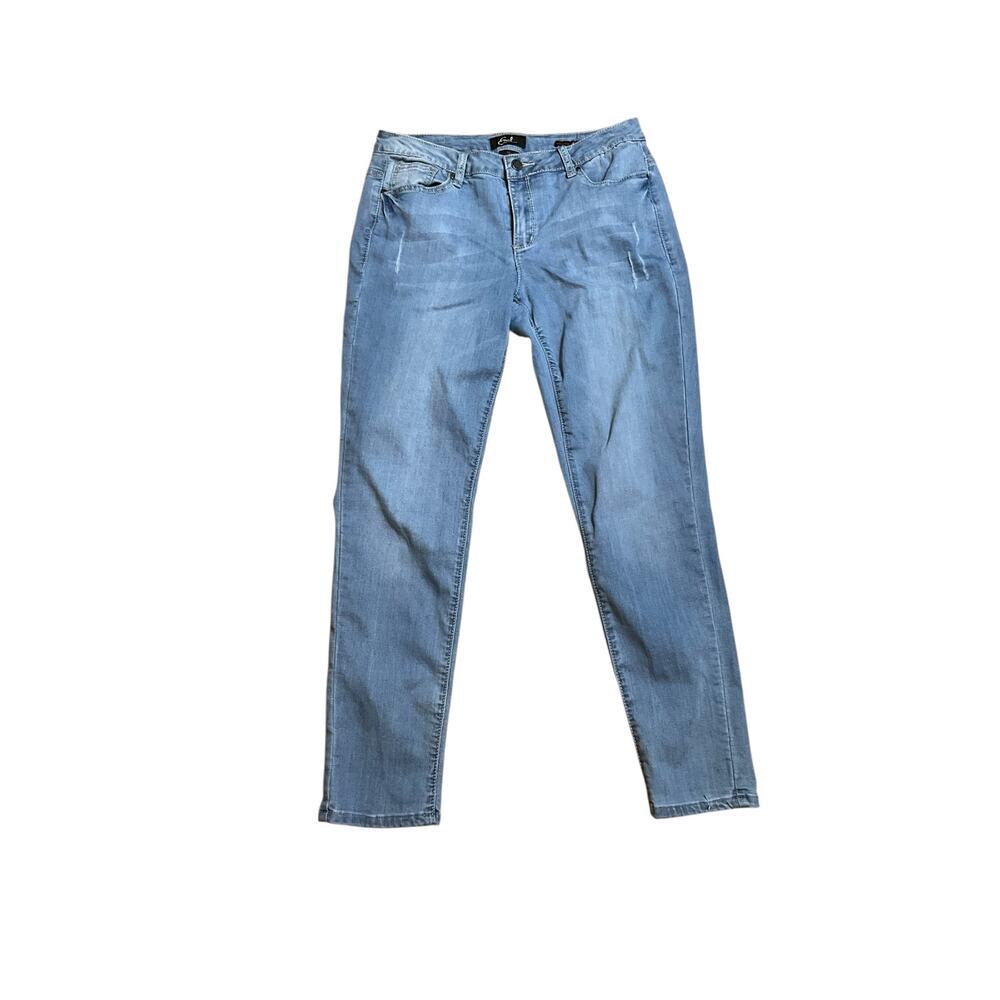 Earl Skinny Ankle Jeans Mid Rise Distressed Medium Wash Blue Womens Size 10 NEW